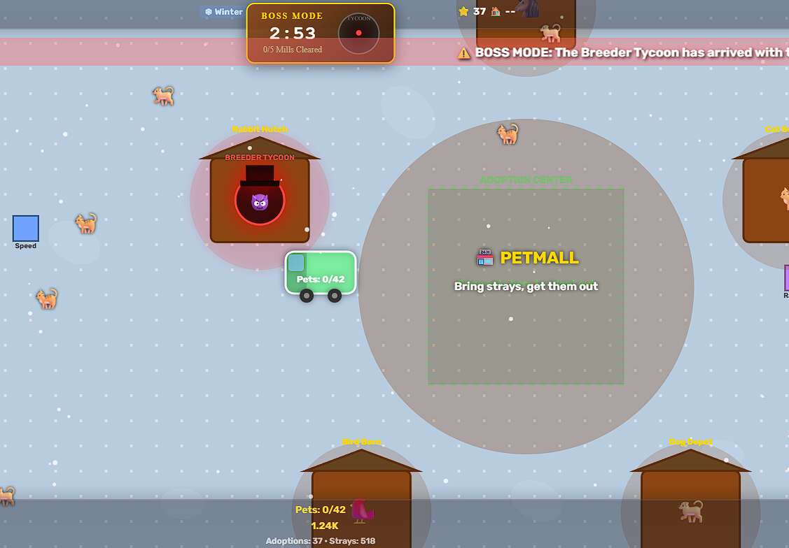 a screenshot of the creature browser-game adoptar.io
